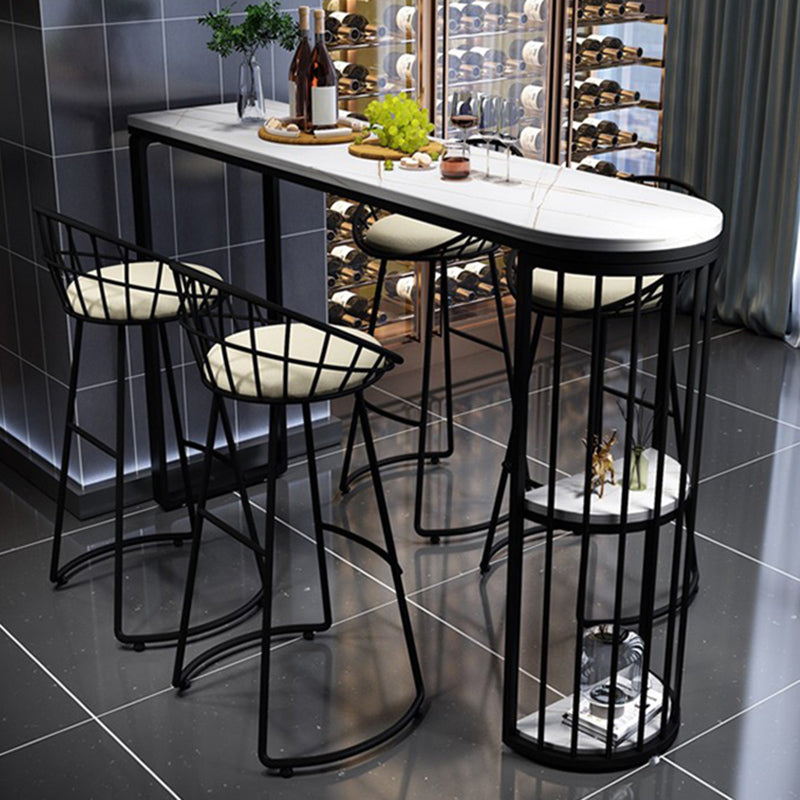 Industrial Free Form Bar Height Table Metal and Stone Bar Table with Double Pedestal Clearhalo 'Bar Furniture' 'Bar Tables' 'bar_tables' 'furn' 'furn_bar_tables' 'Furniture' 'Kitchen & Dining Furniture' 6650750