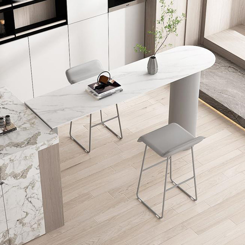 Industrial Stone Indoor Bar Height Table Double Pedestal Bar Dining Table 70.9"L x 19.7"W x 41.3"H Gray Without Chairs Clearhalo 'Bar Furniture' 'Bar Tables' 'bar_tables' 'furn' 'furn_bar_tables' 'Furniture' 'Kitchen & Dining Furniture' 6650757
