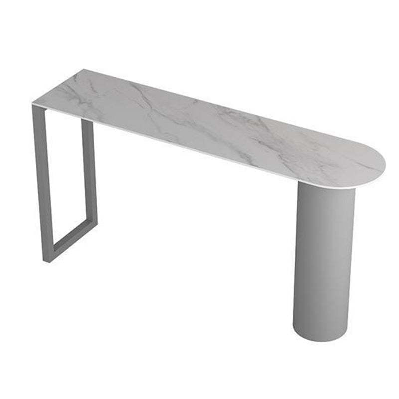 Industrial Stone Indoor Bar Height Table Double Pedestal Bar Dining Table Gray Without Chairs Clearhalo 'Bar Furniture' 'Bar Tables' 'bar_tables' 'furn' 'furn_bar_tables' 'Furniture' 'Kitchen & Dining Furniture' 6650758