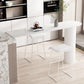 Industrial Stone Indoor Bar Height Table Double Pedestal Bar Dining Table 78.7"L x 19.7"W x 41.3"H White Without Chairs Clearhalo 'Bar Furniture' 'Bar Tables' 'bar_tables' 'furn' 'furn_bar_tables' 'Furniture' 'Kitchen & Dining Furniture' 6650760