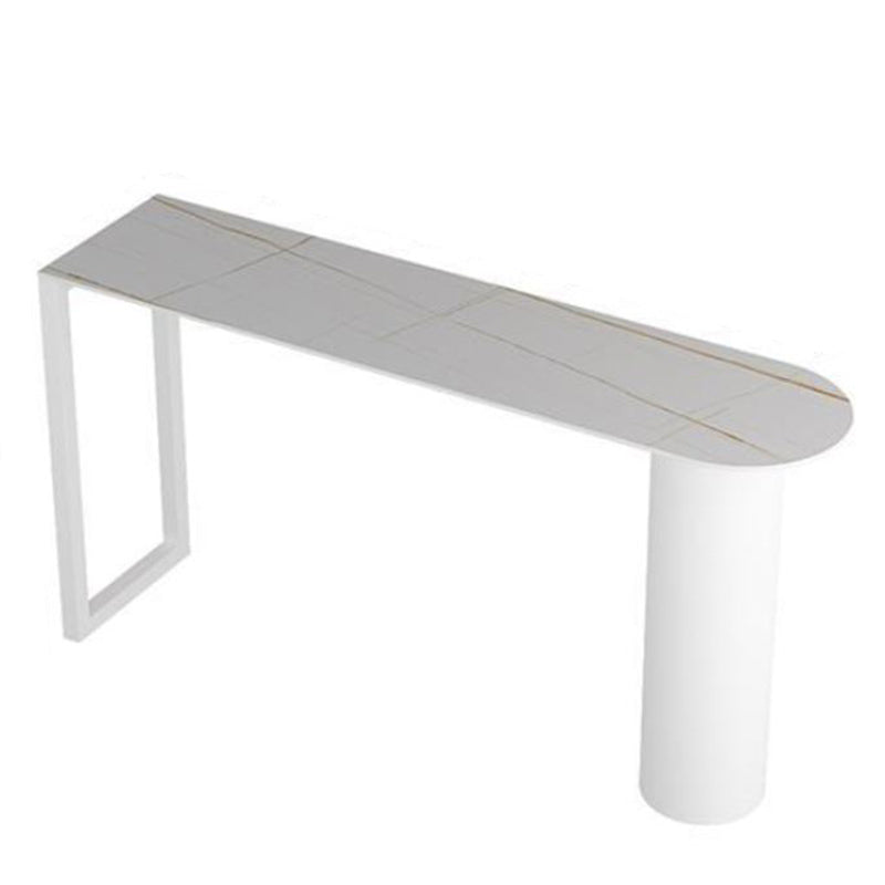 Industrial Stone Indoor Bar Height Table Double Pedestal Bar Dining Table White Without Chairs Clearhalo 'Bar Furniture' 'Bar Tables' 'bar_tables' 'furn' 'furn_bar_tables' 'Furniture' 'Kitchen & Dining Furniture' 6650762