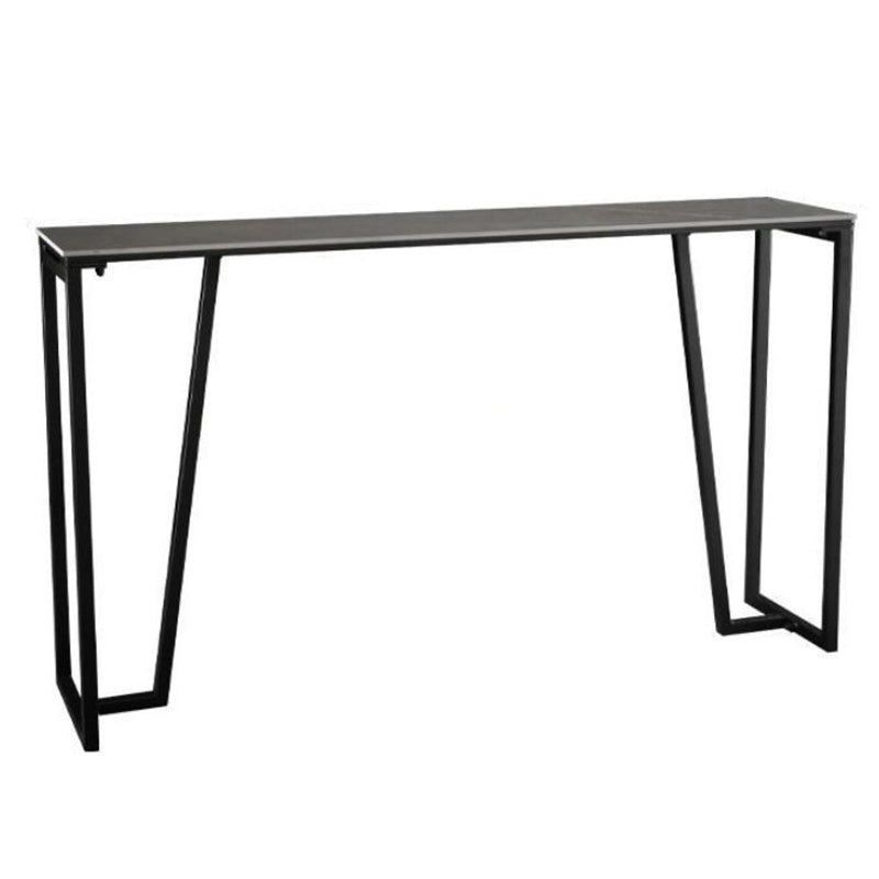Mesa rectangular contemporánea con altura de barra, mesa de comedor interior de hierro y piedra