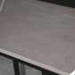 Mesa rectangular contemporánea con altura de barra, mesa de comedor interior de hierro y piedra