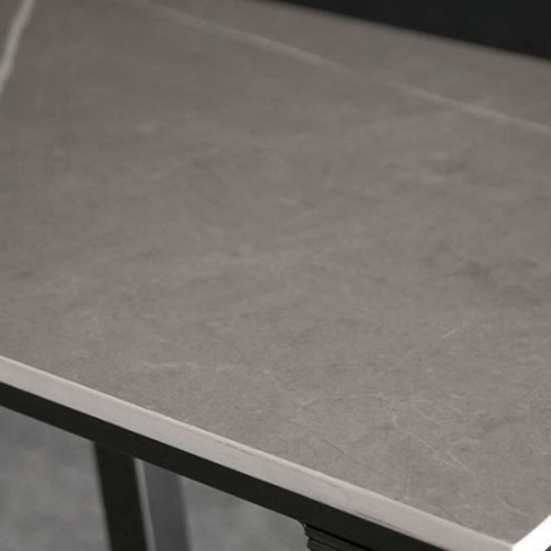 Mesa rectangular contemporánea con altura de barra, mesa de comedor interior de hierro y piedra