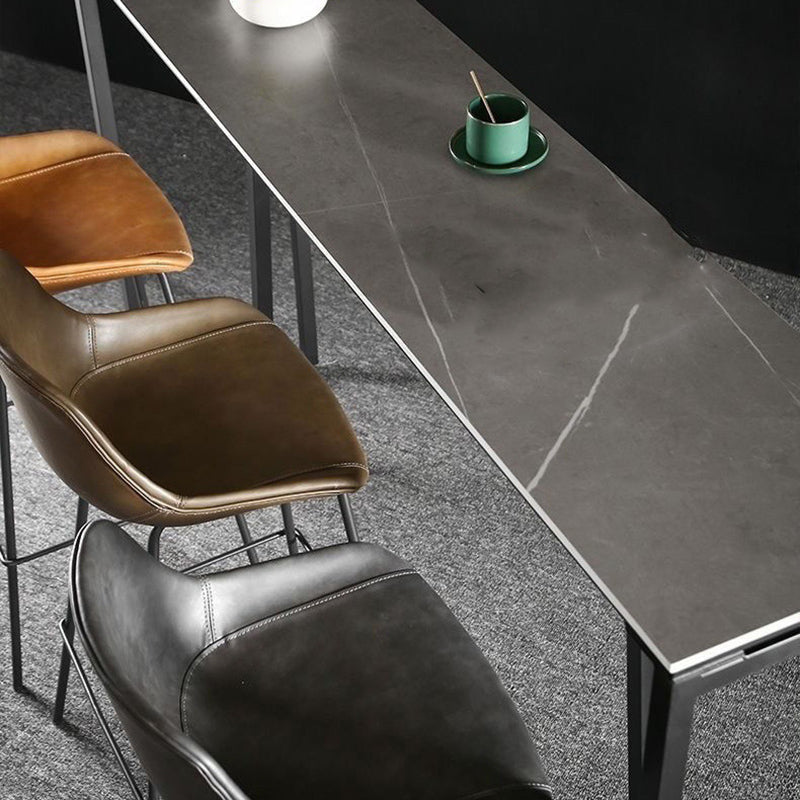 Mesa rectangular contemporánea con altura de barra, mesa de comedor interior de hierro y piedra