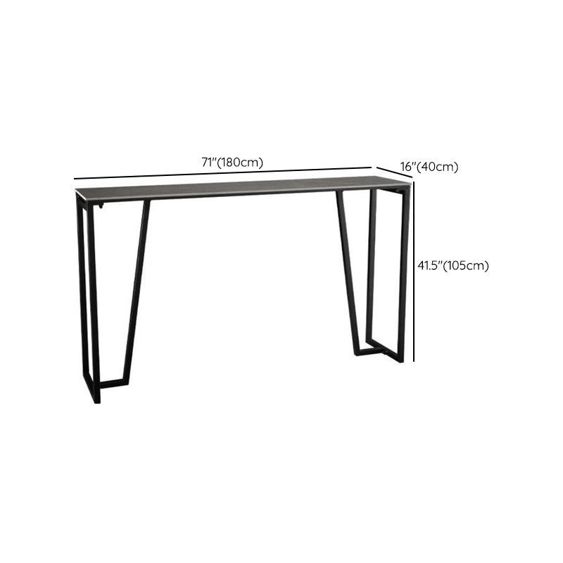 Mesa rectangular contemporánea con altura de barra, mesa de comedor interior de hierro y piedra