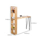 Modern Solid Wood Bar Dining Table Rectangle Bar Table with Storage Shelf