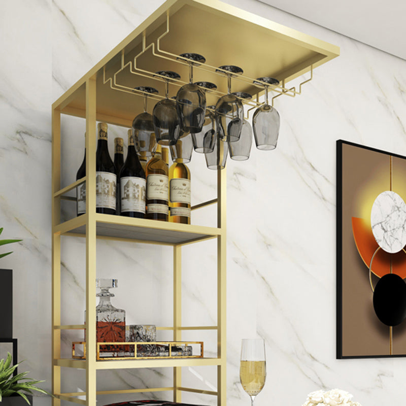Metal Storage Base Bar Table Modern Stone Bar Table with Wine Rack and Wine Glass Holders Clearhalo 'Bar Furniture' 'Bar Tables' 'bar_tables' 'furn' 'furn_bar_tables' 'Furniture' 'Kitchen & Dining Furniture' 6650862
