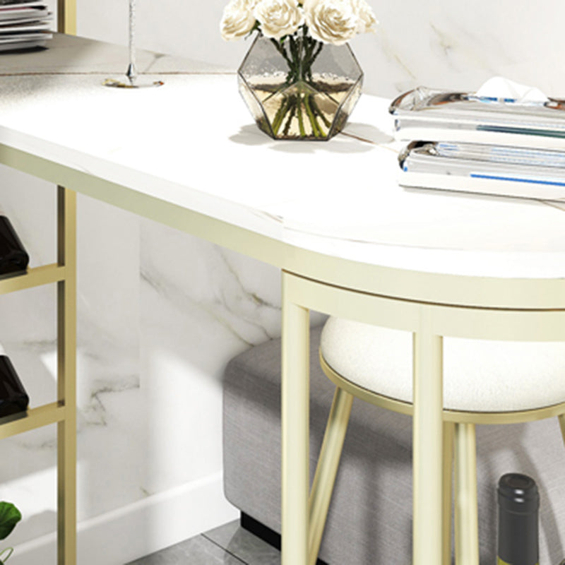 Metal Storage Base Bar Table Modern Stone Bar Table with Wine Rack and Wine Glass Holders Clearhalo 'Bar Furniture' 'Bar Tables' 'bar_tables' 'furn' 'furn_bar_tables' 'Furniture' 'Kitchen & Dining Furniture' 6650863