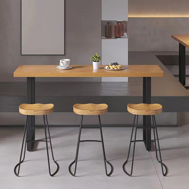 Rectangle Solid Wood Bar Height Table Industrial Double Pedestal Bar Table 63"L x 15.7"W x 41.3"H Without Chairs Clearhalo 'Bar Furniture' 'Bar Tables' 'bar_tables' 'furn' 'furn_bar_tables' 'Furniture' 'Kitchen & Dining Furniture' 6650868