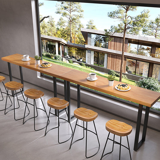 長方形のソリッドウッドバーの高さテーブル工業用ダブルペデスタルバーテーブル