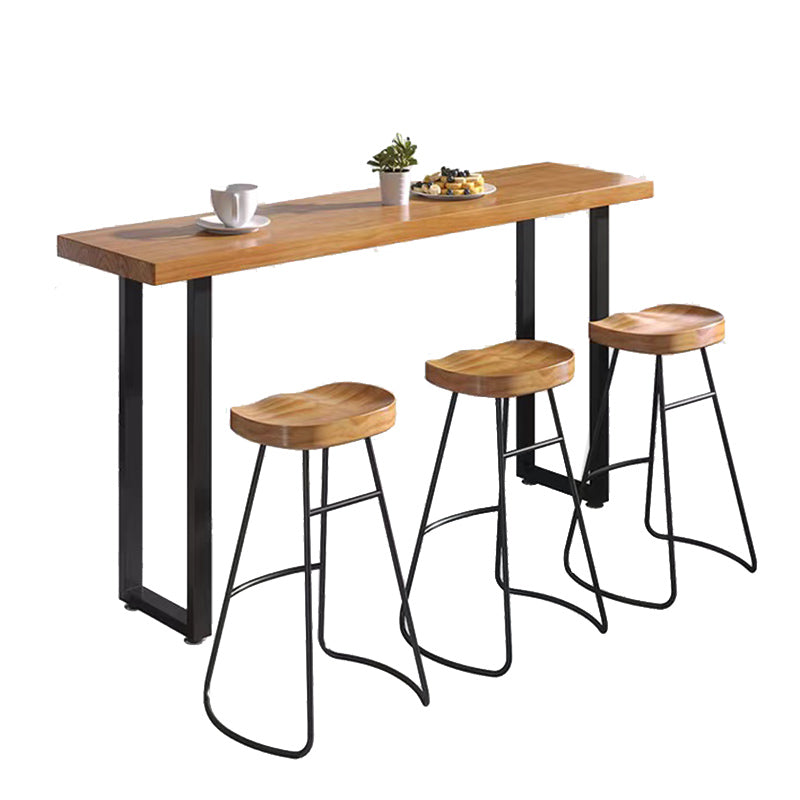 Rectangle Solid Wood Bar Height Table Industrial Double Pedestal Bar Table Clearhalo 'Bar Furniture' 'Bar Tables' 'bar_tables' 'furn' 'furn_bar_tables' 'Furniture' 'Kitchen & Dining Furniture' 6650875