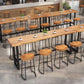 Mesa de bar rectangular industrial con altura de barra de madera maciza con base de caballete