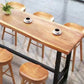 Mesa de bar rectangular industrial con altura de barra de madera maciza con base de caballete
