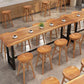 Mesa de bar rectangular industrial con altura de barra de madera maciza con base de caballete