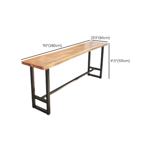 Vaste houten barhoogte pubtafel industriële rechthoekige staaftafel met schroefbasis