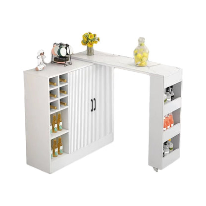 Contemporary Storage Base Bar Dining Table Stone Top Table with Wine Storages Textured White Without Chairs Clearhalo 'Bar Furniture' 'Bar Tables' 'bar_tables' 'furn' 'furn_bar_tables' 'Furniture' 'Kitchen & Dining Furniture' 6650921