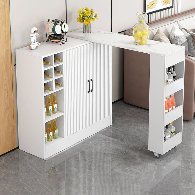 Contemporary Storage Base Bar Dining Table Stone Top Table with Wine Storages Clearhalo 'Bar Furniture' 'Bar Tables' 'bar_tables' 'furn' 'furn_bar_tables' 'Furniture' 'Kitchen & Dining Furniture' 6650926