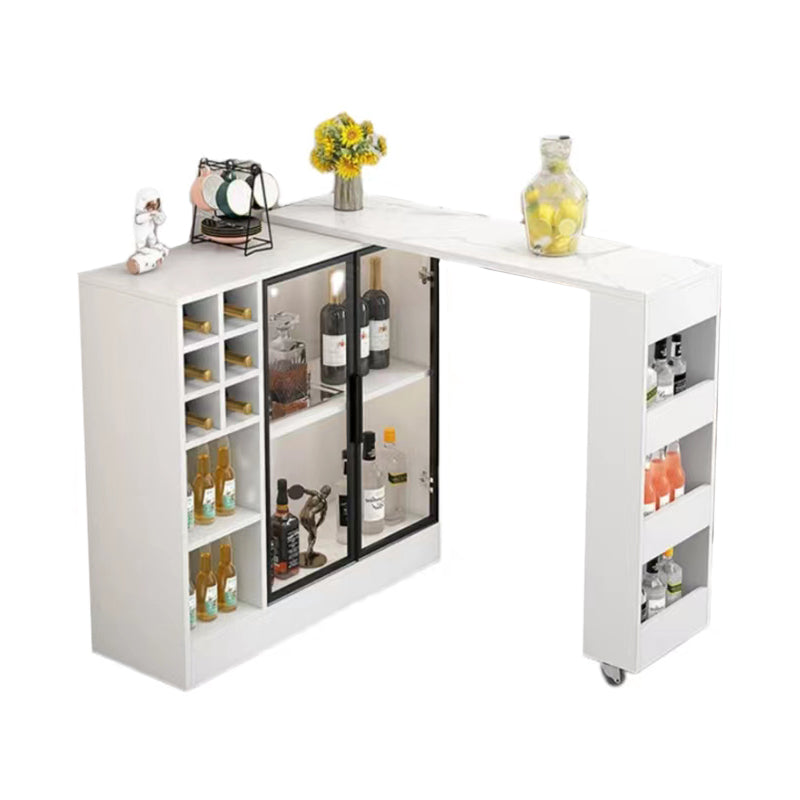 Contemporary Storage Base Bar Dining Table Stone Top Table with Wine Storages White Without Chairs Clearhalo 'Bar Furniture' 'Bar Tables' 'bar_tables' 'furn' 'furn_bar_tables' 'Furniture' 'Kitchen & Dining Furniture' 6650928