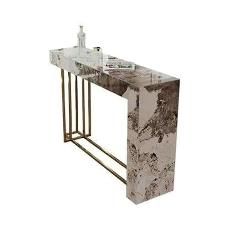 Glam Metal and Stone Bar Table Rectangle Counter Height Dining Table for Living Room Pandora & Gold Without Chairs Clearhalo 'Bar Furniture' 'Bar Tables' 'bar_tables' 'furn' 'furn_bar_tables' 'Furniture' 'Kitchen & Dining Furniture' 6650936
