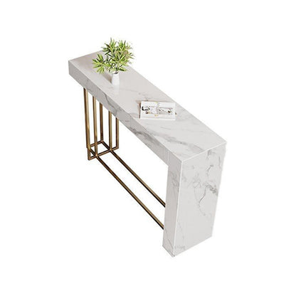 Glam Metal and Stone Bar Table Rectangle Counter Height Dining Table for Living Room White Without Chairs Clearhalo 'Bar Furniture' 'Bar Tables' 'bar_tables' 'furn' 'furn_bar_tables' 'Furniture' 'Kitchen & Dining Furniture' 6650940