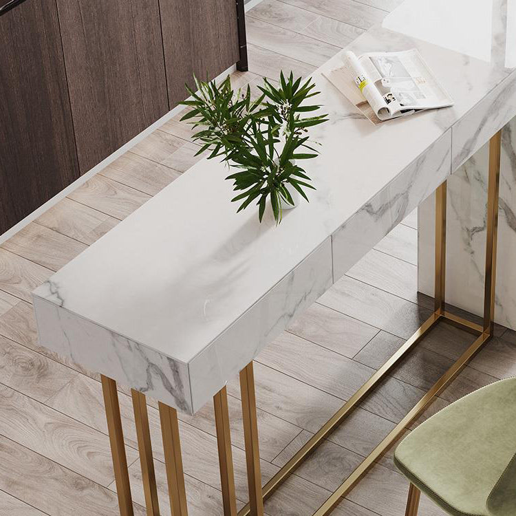 Glam Metal and Stone Bar Table Rectangle Counter Height Dining Table for Living Room Clearhalo 'Bar Furniture' 'Bar Tables' 'bar_tables' 'furn' 'furn_bar_tables' 'Furniture' 'Kitchen & Dining Furniture' 6650941