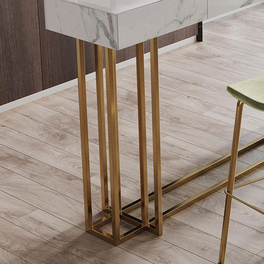 Glam Metal and Stone Bar Table Rectangle Counter Height Dining Table for Living Room Clearhalo 'Bar Furniture' 'Bar Tables' 'bar_tables' 'furn' 'furn_bar_tables' 'Furniture' 'Kitchen & Dining Furniture' 6650942