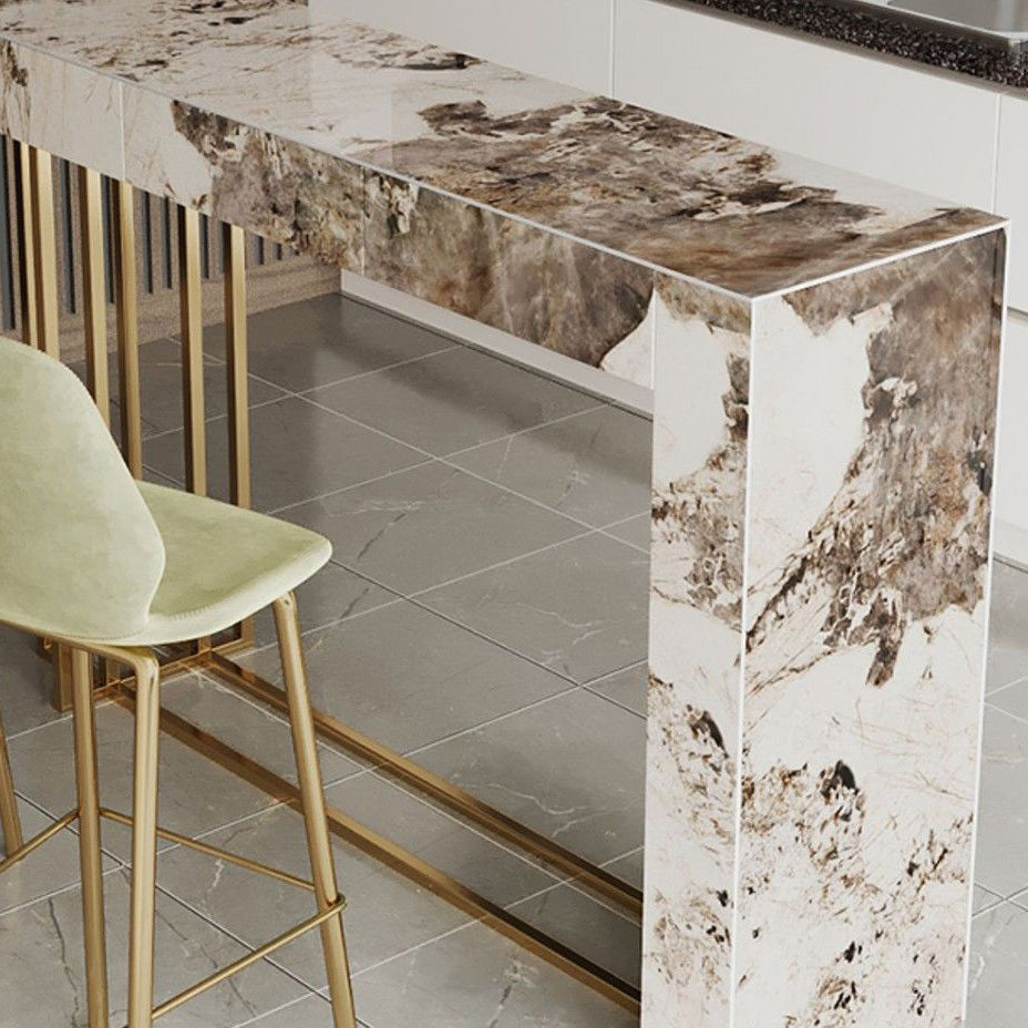 Glam Metal and Stone Bar Table Rectangle Counter Height Dining Table for Living Room Clearhalo 'Bar Furniture' 'Bar Tables' 'bar_tables' 'furn' 'furn_bar_tables' 'Furniture' 'Kitchen & Dining Furniture' 6650944