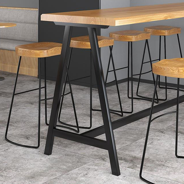 Rectangle Solid Wood Bar Height Table Contemporary Trestle Base Bar Dining Table Clearhalo 'Bar Furniture' 'Bar Tables' 'bar_tables' 'furn' 'furn_bar_tables' 'Furniture' 'Kitchen & Dining Furniture' 6650954