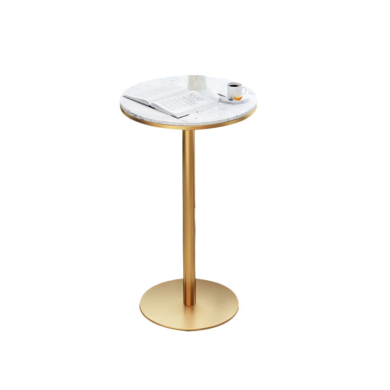 Faux Marble Bistro Bar Table Gold Frame Bar Table for Dining Room 23.6"L x 23.6"W x 37.4"H Without Chairs Clearhalo 'Bar Furniture' 'Bar Tables' 'bar_tables' 'furn' 'furn_bar_tables' 'Furniture' 'Kitchen & Dining Furniture' 6650975