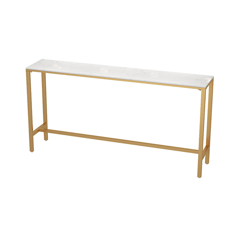 Faux Marble Bistro Bar Table Gold Frame Bar Table for Dining Room 78.7"L x 15.7"W x 41.3"H Without Chairs Clearhalo 'Bar Furniture' 'Bar Tables' 'bar_tables' 'furn' 'furn_bar_tables' 'Furniture' 'Kitchen & Dining Furniture' 6650979