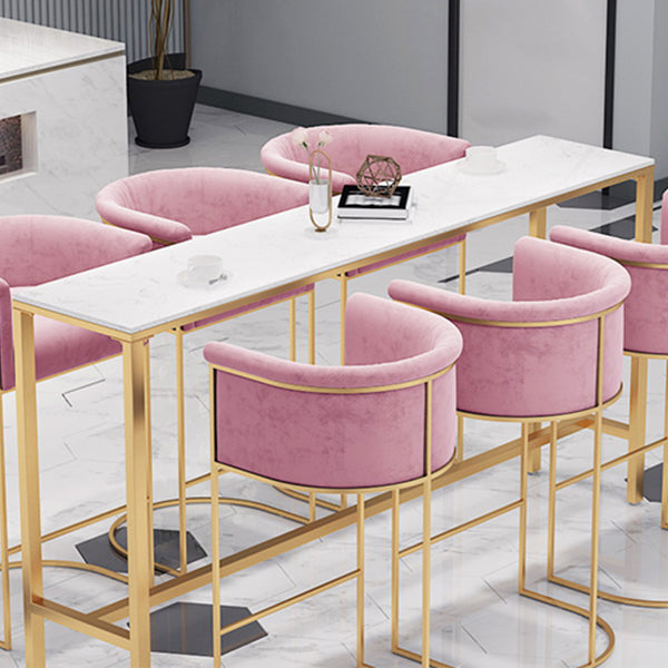 Faux Marble Bistro Bar Table Gold Frame Bar Table for Dining Room Clearhalo 'Bar Furniture' 'Bar Tables' 'bar_tables' 'furn' 'furn_bar_tables' 'Furniture' 'Kitchen & Dining Furniture' 6650981