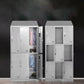 Chrome Steel Cabinet with Hinged Doors Modern Storage Cabinet for Bathroom
