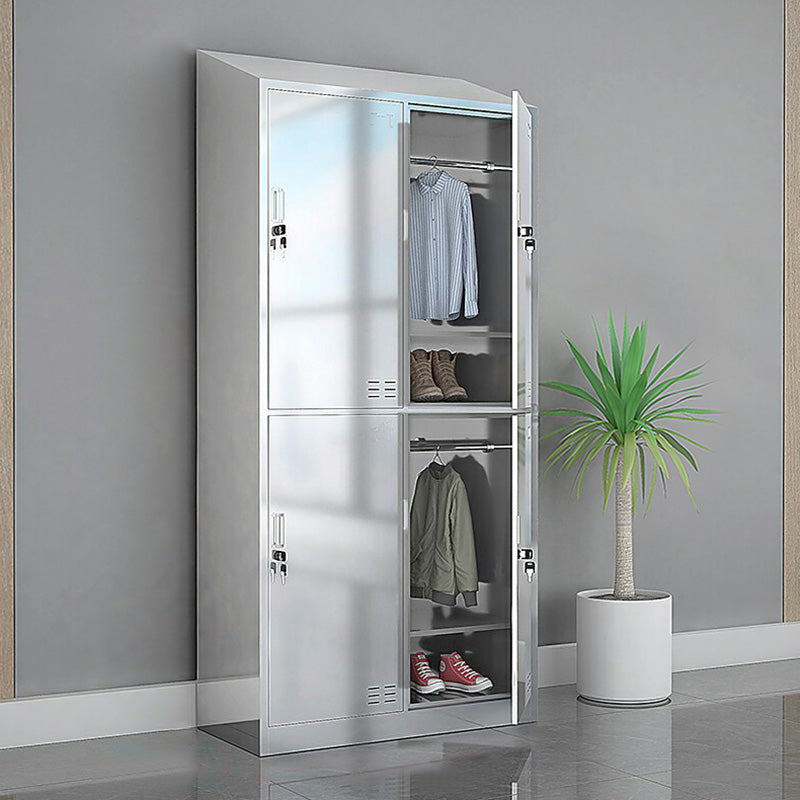 Chrome Steel Cabinet with Hinged Doors Modern Storage Cabinet for Bathroom