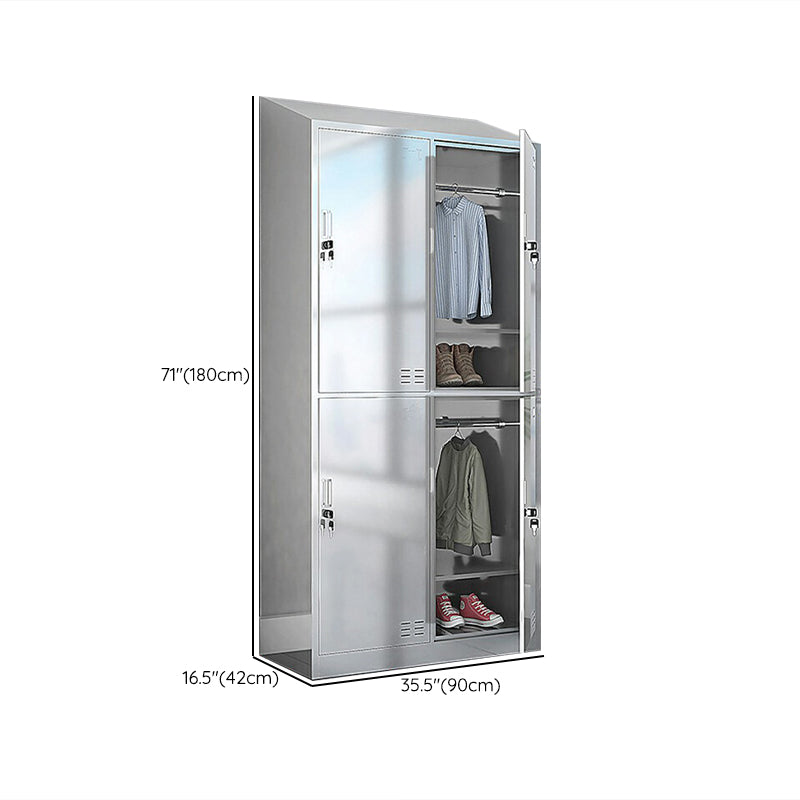 Chrome Steel Cabinet with Hinged Doors Modern Storage Cabinet for Bathroom