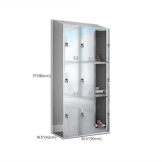 Chrome Steel Cabinet with Hinged Doors Modern Storage Cabinet for Bathroom