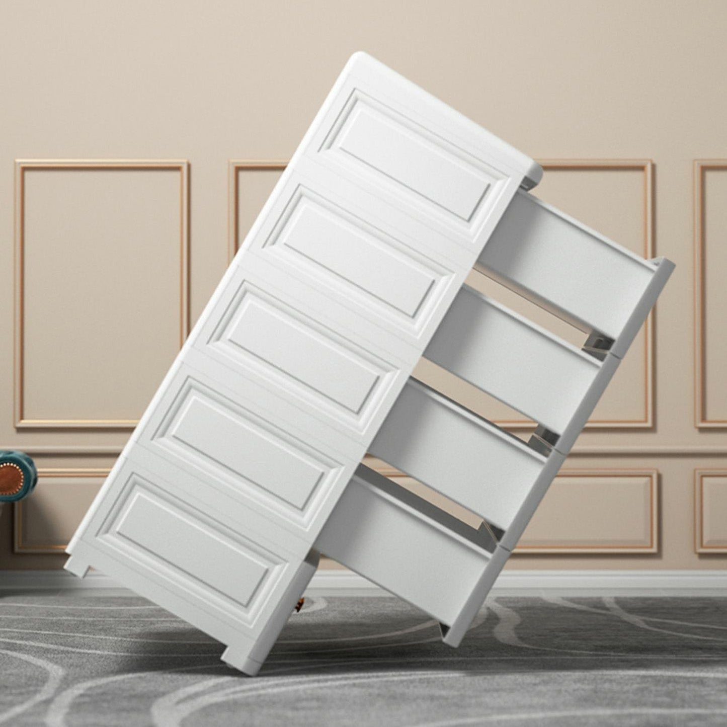 Modern Bedroom Matte Finish Cabinet Plastic Non-Hanging Armoire