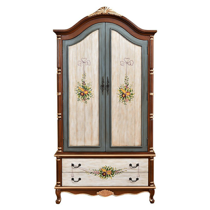 Coastal Wardrobe with Hinged Doors Matte Finish Wood Cabinet for Home