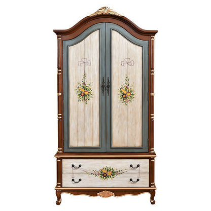 Coastal Wardrobe with Hinged Doors Matte Finish Wood Cabinet for Home