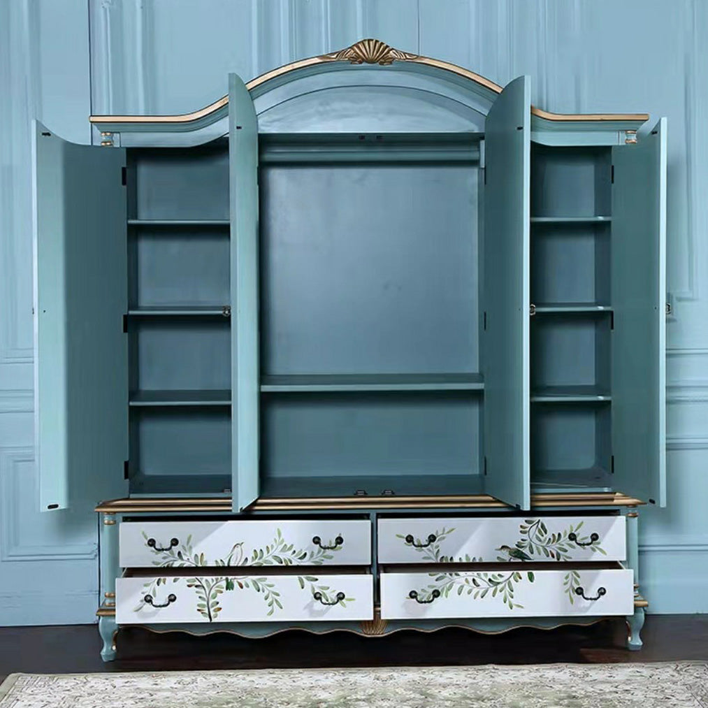 Coastal Wardrobe with Hinged Doors Matte Finish Wood Cabinet for Home