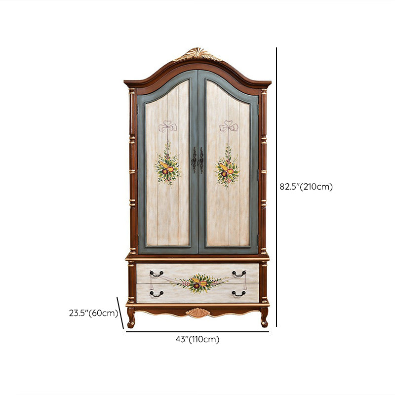 Coastal Wardrobe with Hinged Doors Matte Finish Wood Cabinet for Home