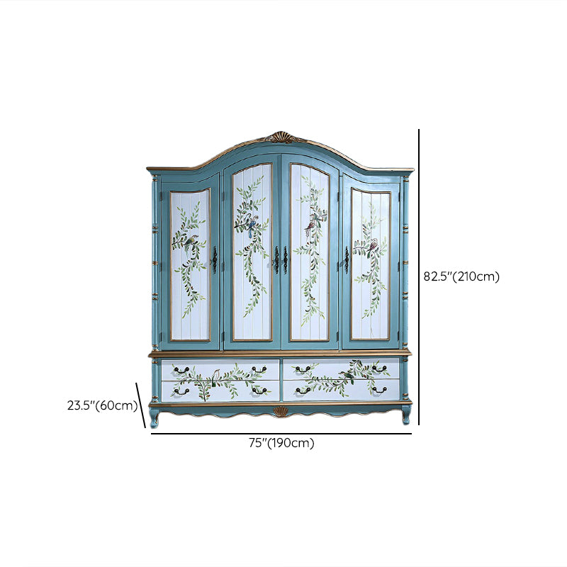 Coastal Wardrobe with Hinged Doors Matte Finish Wood Cabinet for Home