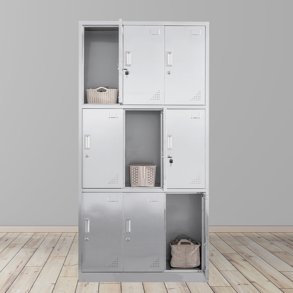 Armoire intérieure en acier contemporain armoire de rangement en argent avec portes à charnière
