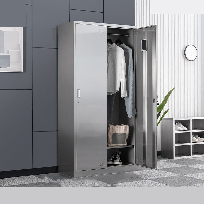 Armoire intérieure en acier contemporain armoire de rangement en argent avec portes à charnière
