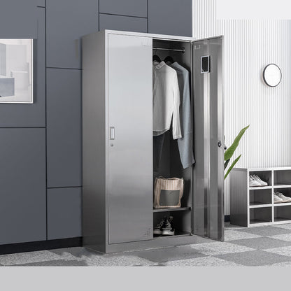 Armoire intérieure en acier contemporain armoire de rangement en argent avec portes à charnière