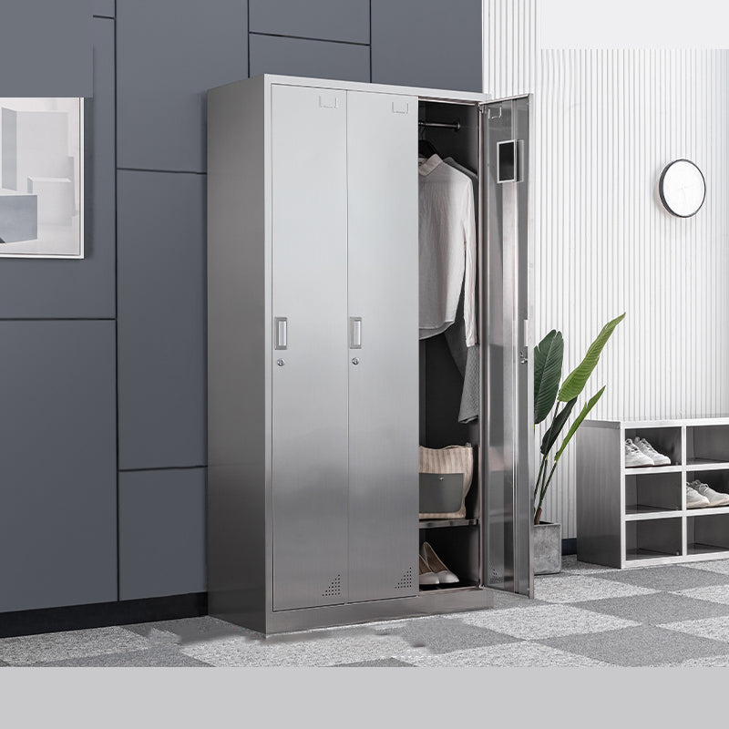 Armoire intérieure en acier contemporain armoire de rangement en argent avec portes à charnière