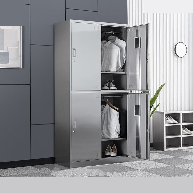 Armoire intérieure en acier contemporain armoire de rangement en argent avec portes à charnière
