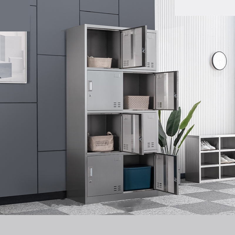 Armoire intérieure en acier contemporain armoire de rangement en argent avec portes à charnière