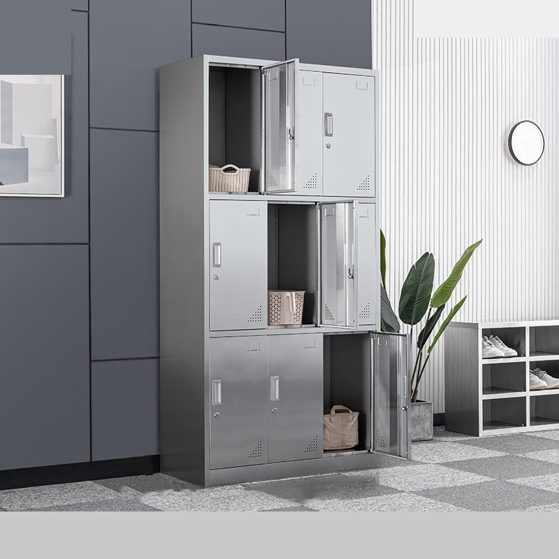 Armoire intérieure en acier contemporain armoire de rangement en argent avec portes à charnière