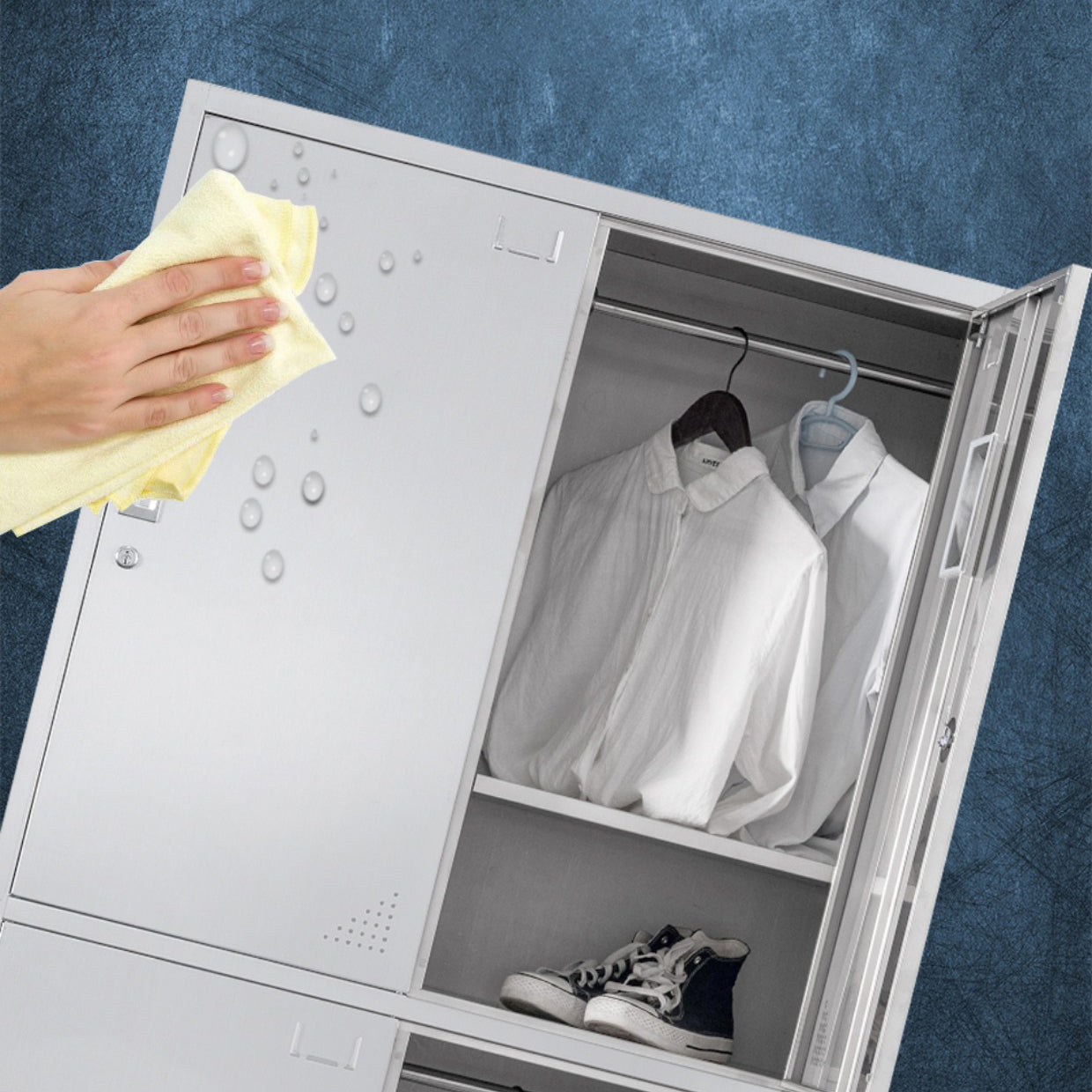 Armoire intérieure en acier contemporain armoire de rangement en argent avec portes à charnière